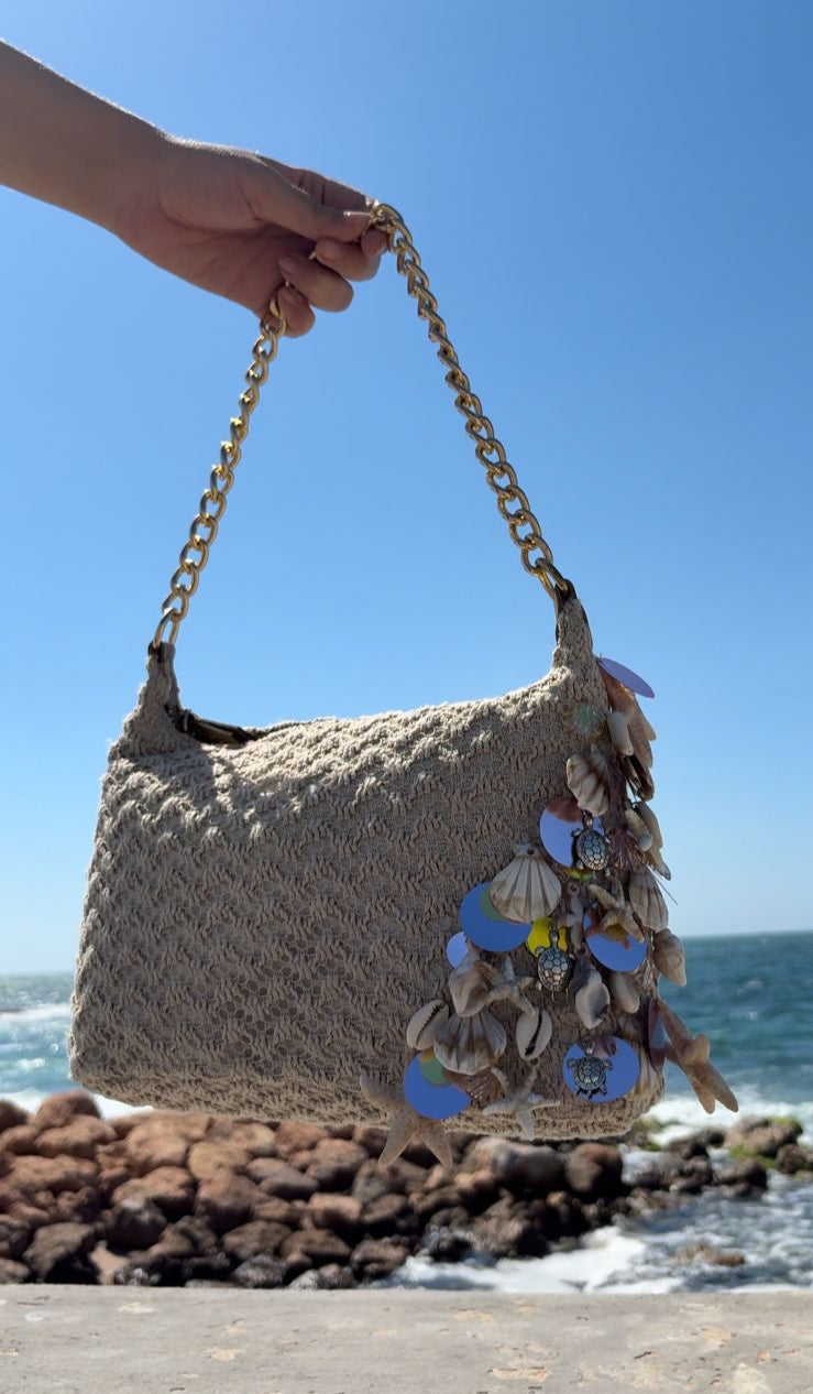 summer pink sequin handbag