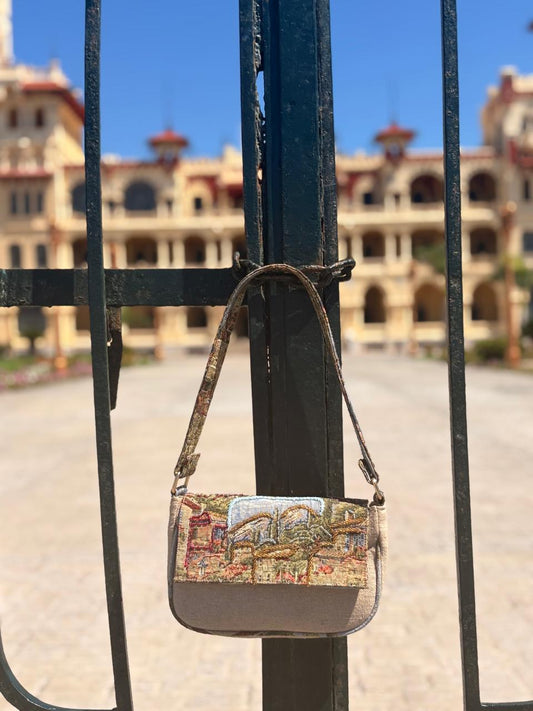 Medium Shoulder Bag with Embroidered Landscape Tapestry